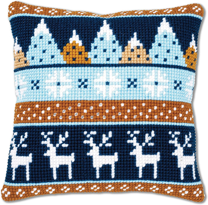Vervaco PN-0170317 Kreuzstichkissen Set vorgezeichnet, Baumwolle, Wintermotive, 40x40cm
