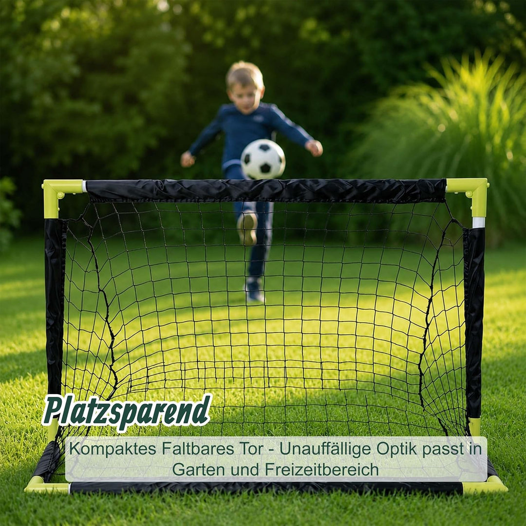 Relaxdays Fussballtor, HxBxT: 60 x 90 x 60 cm, steckbar, mit Ball, Farbwahl Schwarz-Gelb, Schwarz-Ge