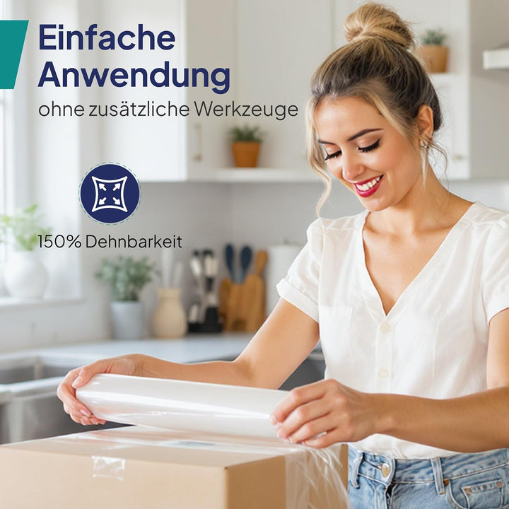 Inoverse Stretchfolie Transparent Wickelfolie, Folie Für Möbel & Umzug, Palettenfolie, Handstretchfo