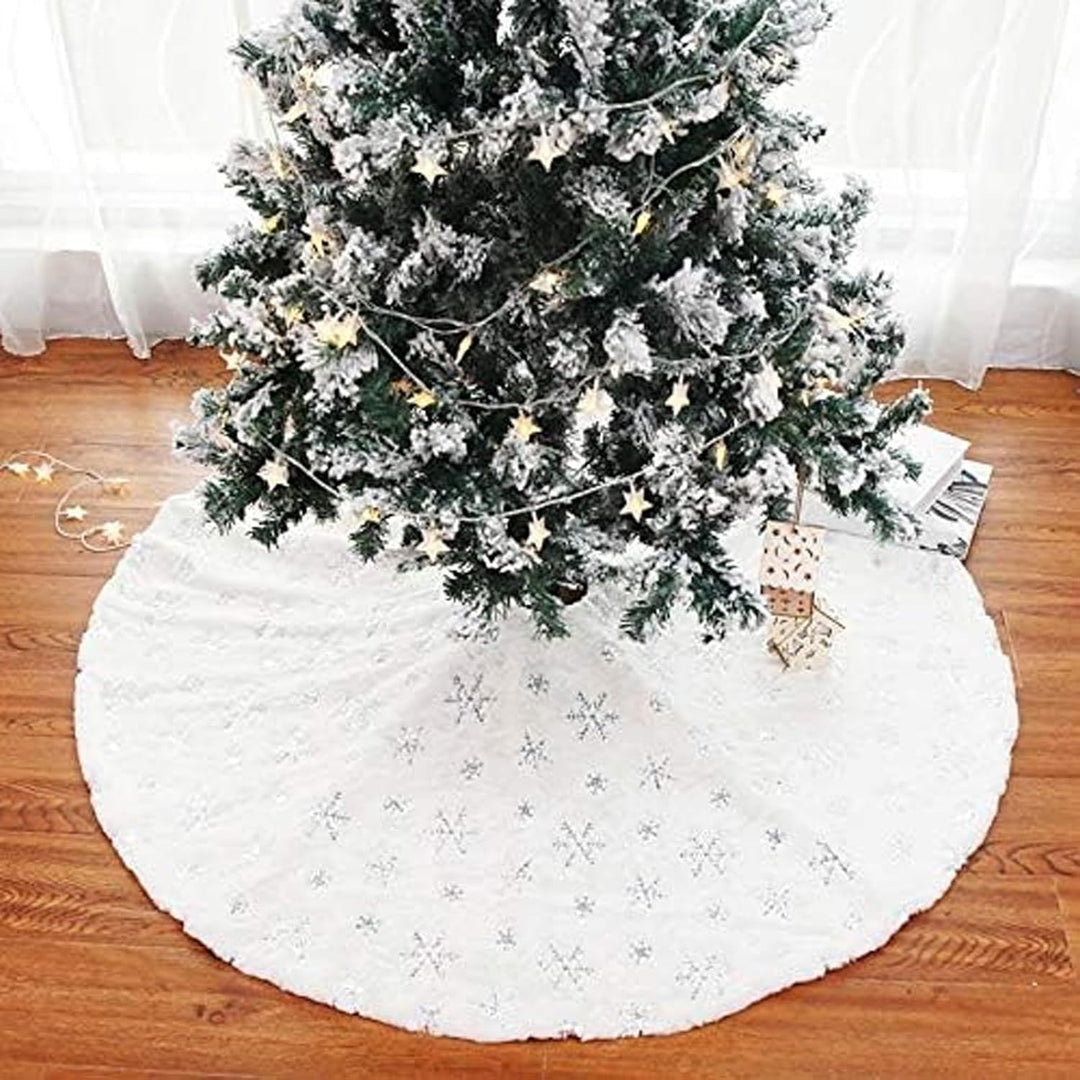 Drezesov Weihnachtsbaumrock Baumdecke Weihnachtsbaum mit 20pc Weihnachtskarte,122CM Weiche Weihnacht