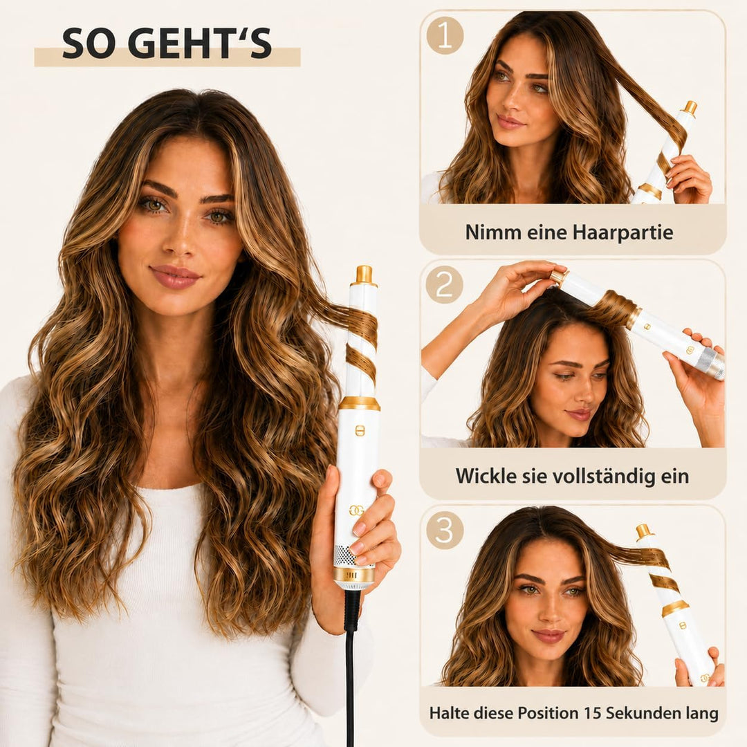 Airstyler 5-in-1, Multifunktionaler Hairstyler Set mit Warmluftbürste, Ionen Föhn, Professioneller H