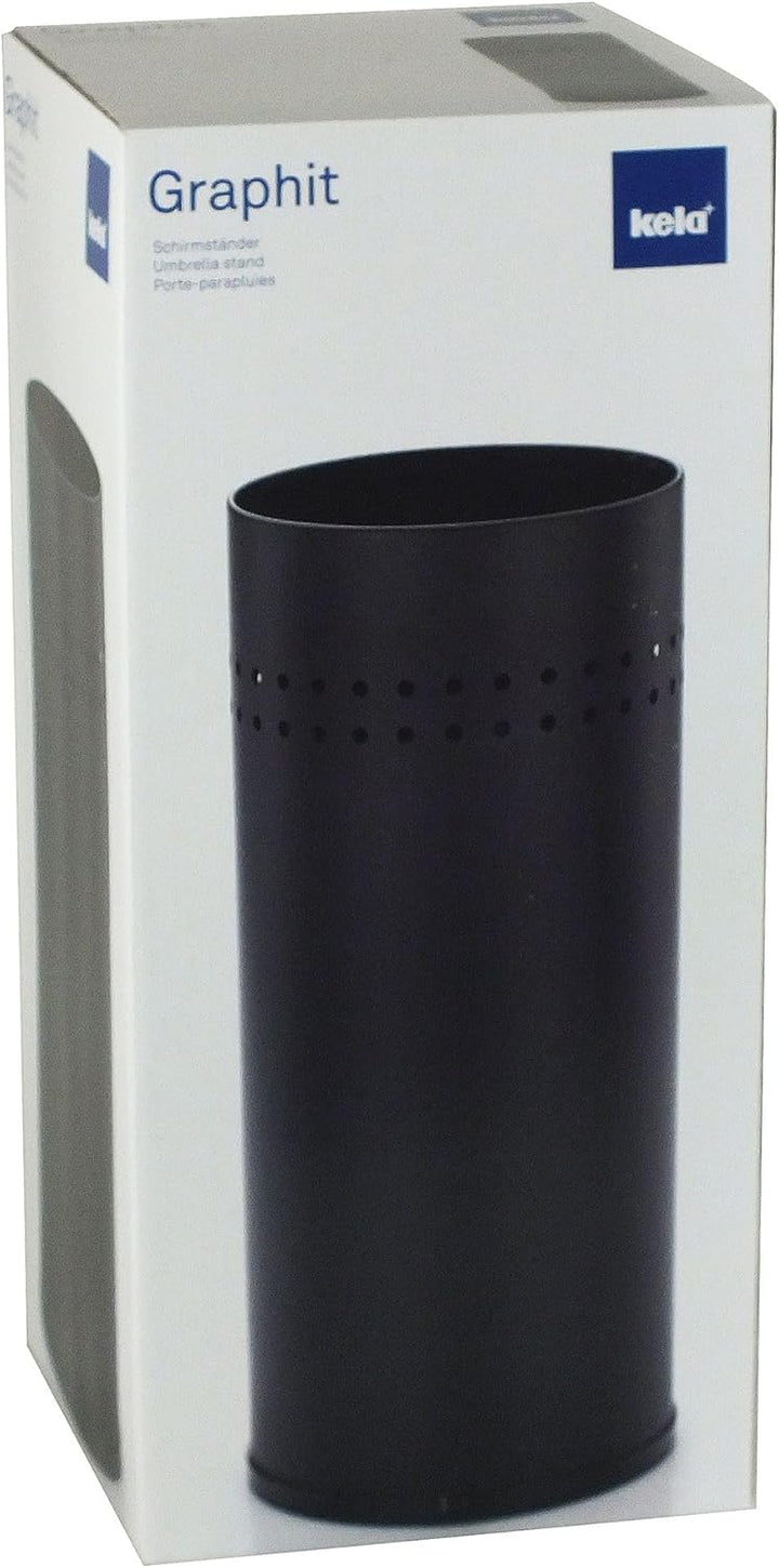 kela 421364 Schirmständer, Höhe: 50 cm, Edelstahl matt, Graphito, Schwarz, Schwarz