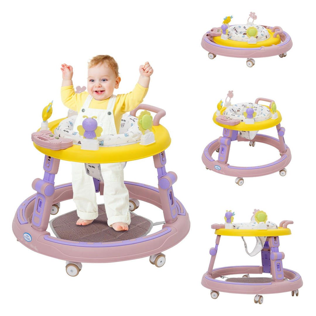 Multifunktionale Lauflernhilfe 5 in 1 mit Musikspielzeug,Fussstütze,360-Grad-Stummschaltung,6 Räder,