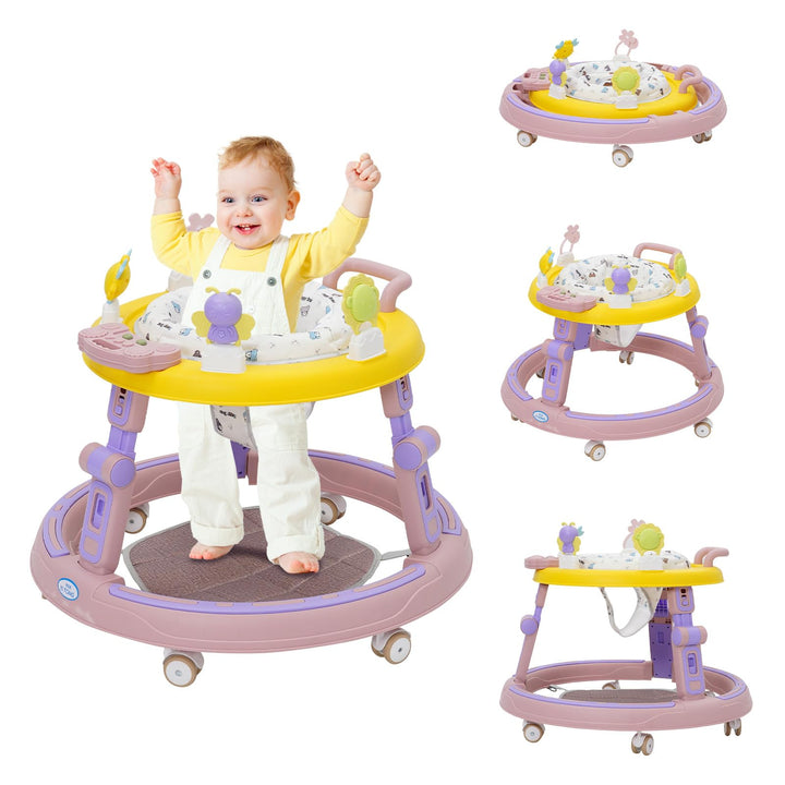 Multifunktionale Lauflernhilfe 5 in 1 mit Musikspielzeug,Fussstütze,360-Grad-Stummschaltung,6 Räder,
