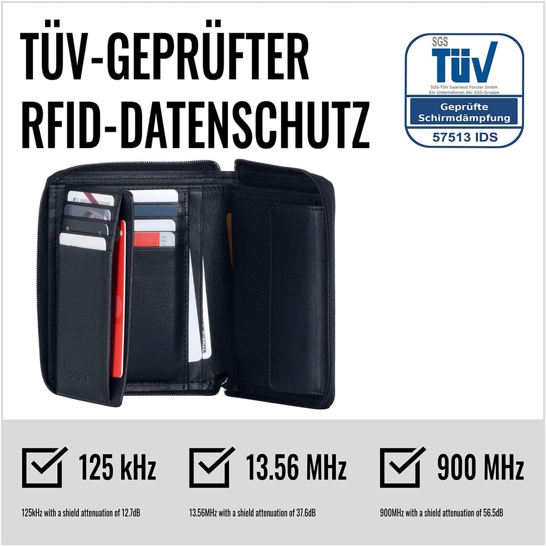 KORUTA® Geldbörse Damen Leder mit RFID Schutz I Portemonnaie Damen Gross mit Münzfach I Echtleder Ge
