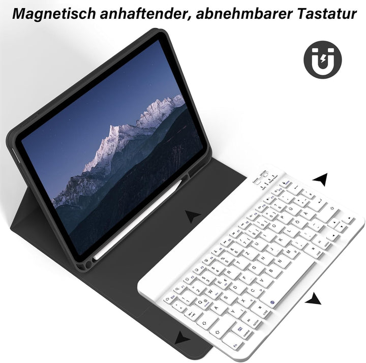 Hülle mit Tastatur für iPad A16 11. /10.Generation 11/10,9 Zoll 2025/2022, Magnetisches Anti-Detach