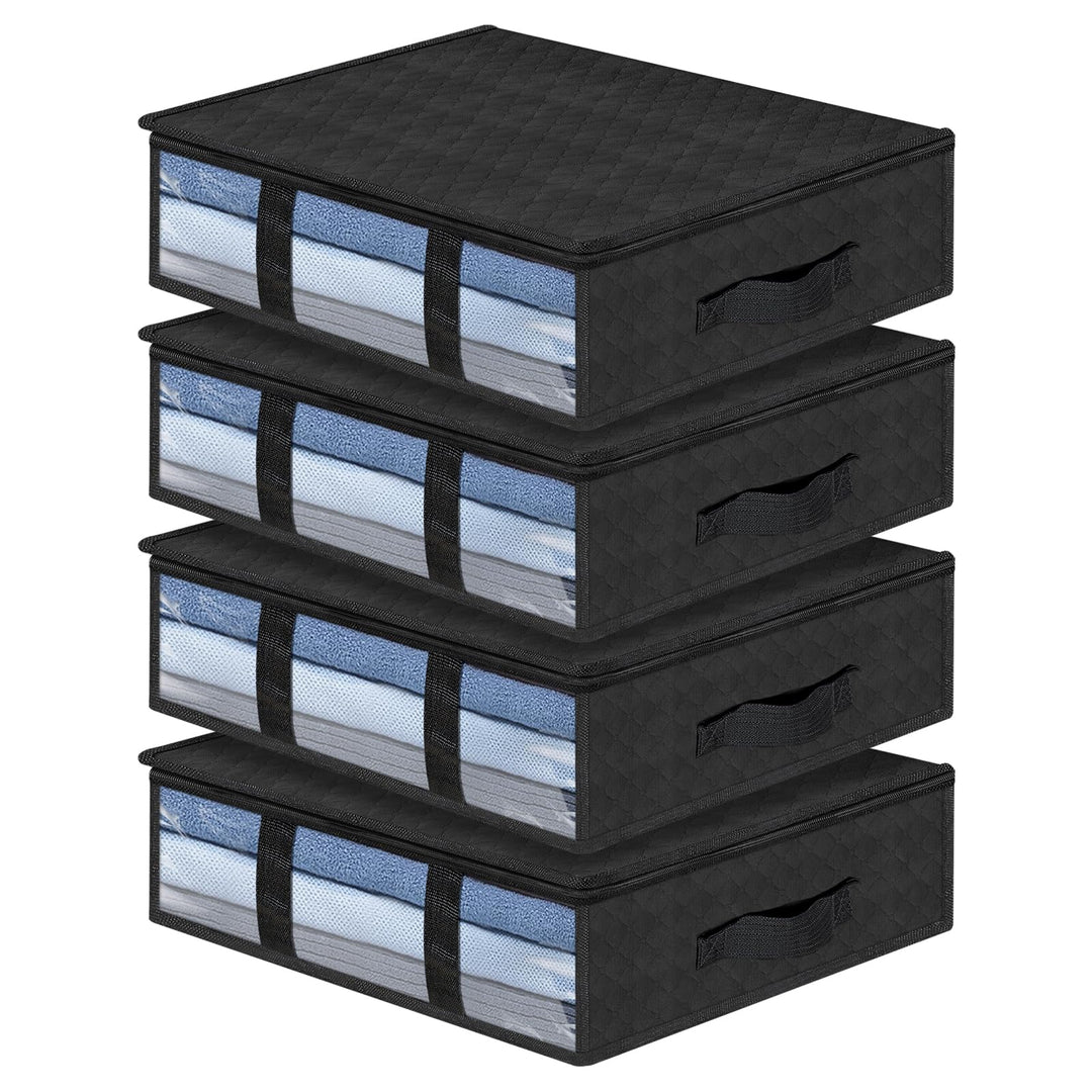 AiQInu Unterbett Aufbewahrungsbox,4 Stück Unterbettkommode mit Sichtfenster und 4 Haltegriffen 60x 4
