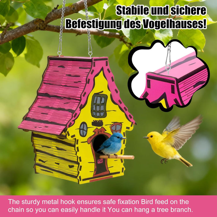 Vogelfutterhaus Vogelhaus zum Aufhängen,aus Holz,Wetterfest,Mit Kette Zum Aufhängen,ideales Zuhause