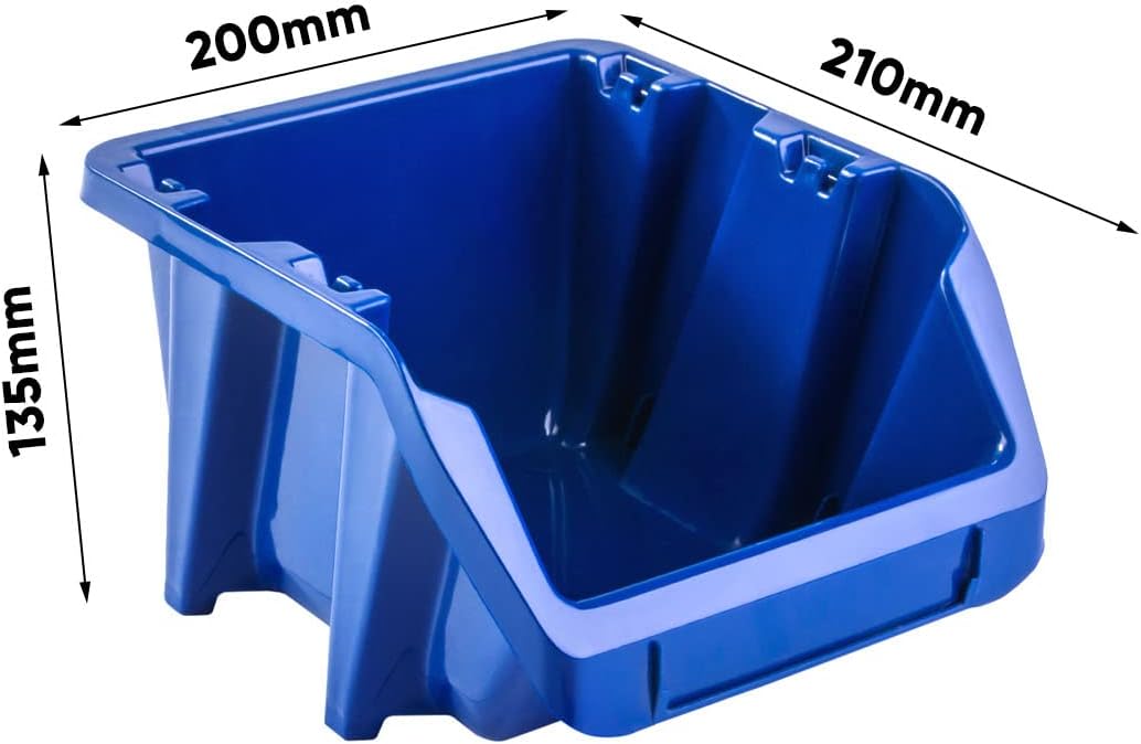 Stapelboxen Set - 10 Stück Stapelbox 210 x 200 x 135 mm - Sichtbox Sichtlagerboxen Lagerbox, Blau, 1