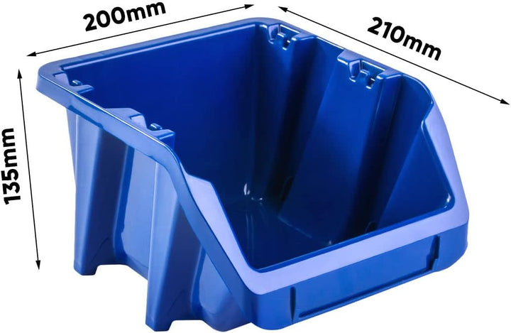 Stapelboxen Set - 50 Stück Stapelbox 210 x 200 x 135 mm - Sichtbox Sichtlagerboxen Lagerbox, Blau, 5