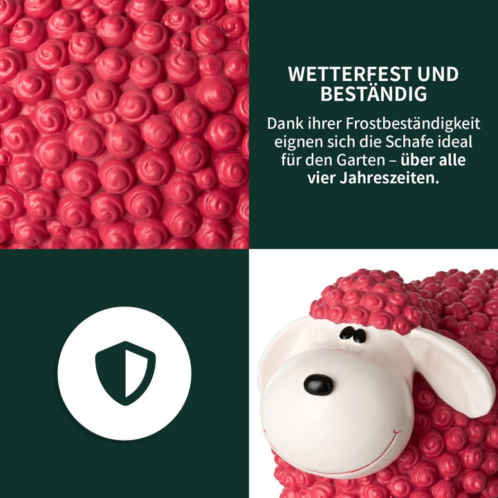 VERDOBA Mini Deko Schaf für den Garten, wetterfest - pinkes Deko-Schaf Molly - Gartenfigur Schafe Ga