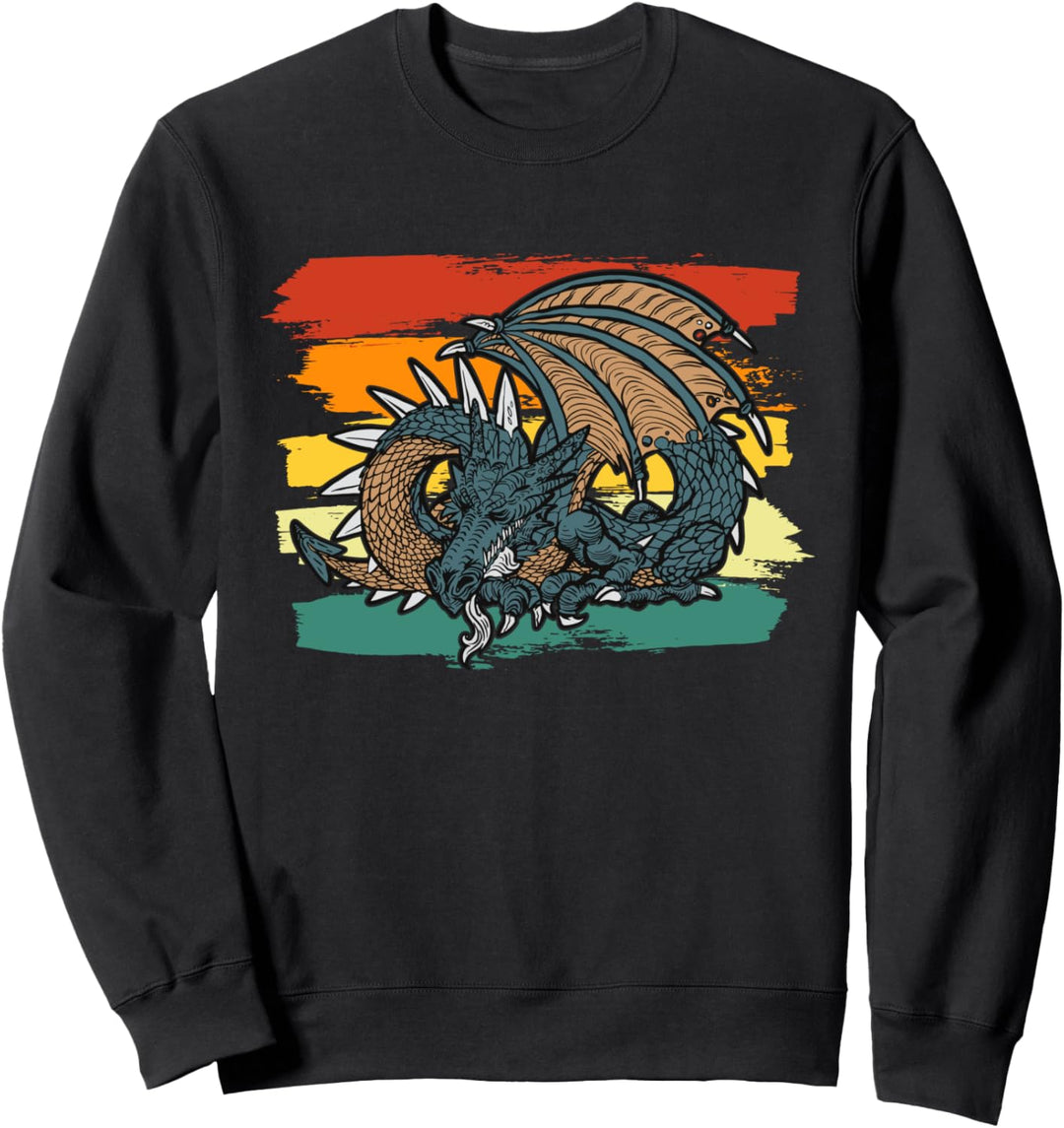 Retro Drache I Fire Dragon I Dragon Art I Kinder Drache Sweatshirt