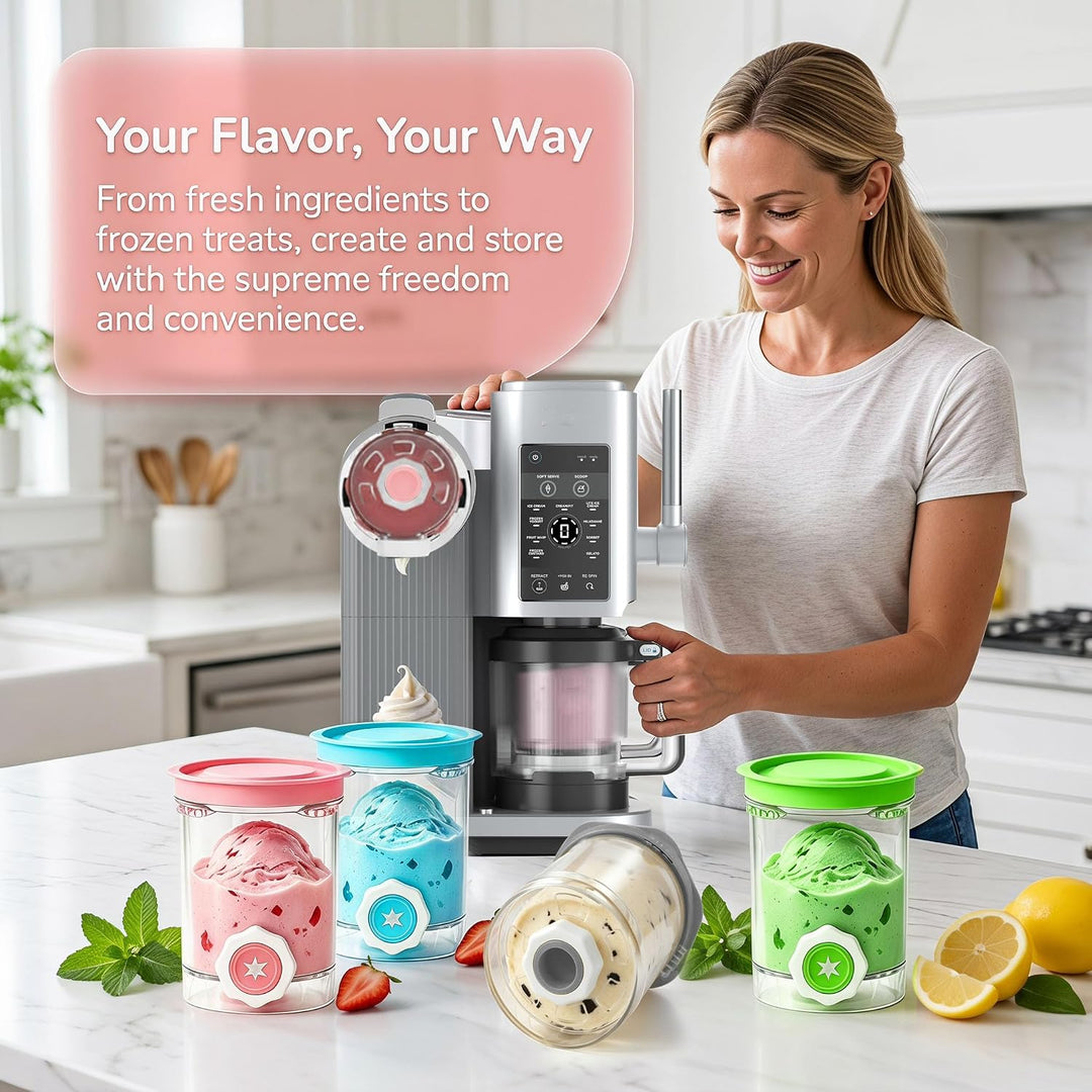 4 Stück Behälter für Ninja CREAMi Swirl NC701EU 480ml | Spülmaschinenfest und BPA-frei Behälter und