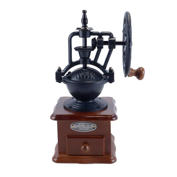 Alide Manuelle Kaffeemühle im Vintage-Stil, kleine Kaffeebohnenmühle aus Holz, Walzen-Getreidemühle,