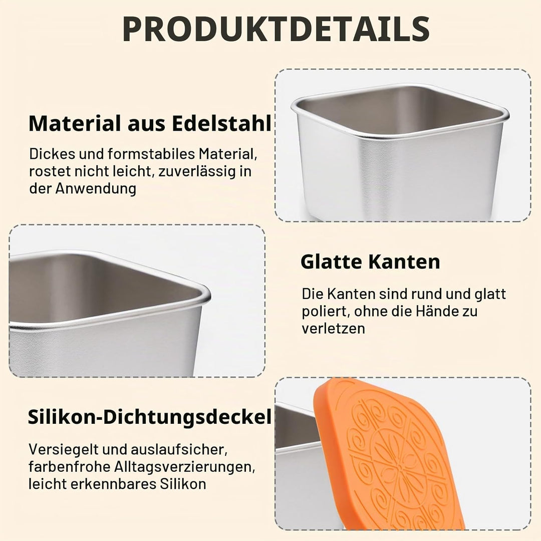 6 Stück Snack-Behälter, Salatdressing Behälter, 180ml Kleine Edelstahl Gewürzbehälter, Wiederverwend