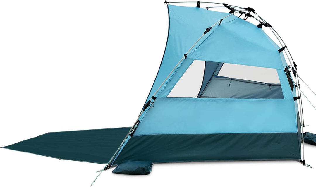 qeedo Quick Bay Pro Grosse Strandmuschel mit UV-Schutz (UV80) für 3 Personen inkl. Sandheringe und R