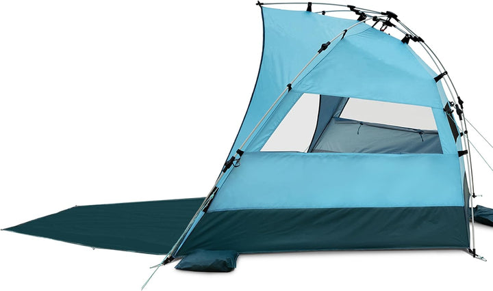 qeedo Quick Bay Pro Grosse Strandmuschel mit UV-Schutz (UV80) für 3 Personen inkl. Sandheringe und R