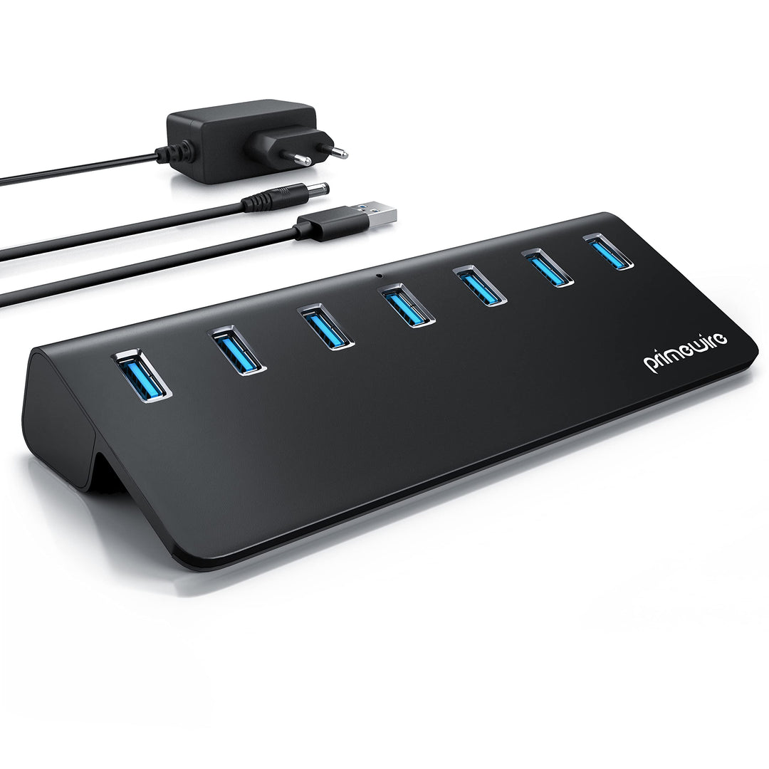 CSL - 7 Port USB 3.2 Gen.2 Hub Aktiv - 10 GBit/s - 7 Port Verteiler mit Netzteil - USB 3.0 USB 3.2 G