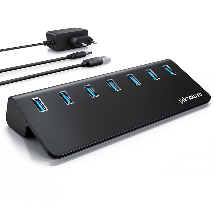 CSL - 7 Port USB 3.2 Gen.2 Hub Aktiv - 10 GBit/s - 7 Port Verteiler mit Netzteil - USB 3.0 USB 3.2 G