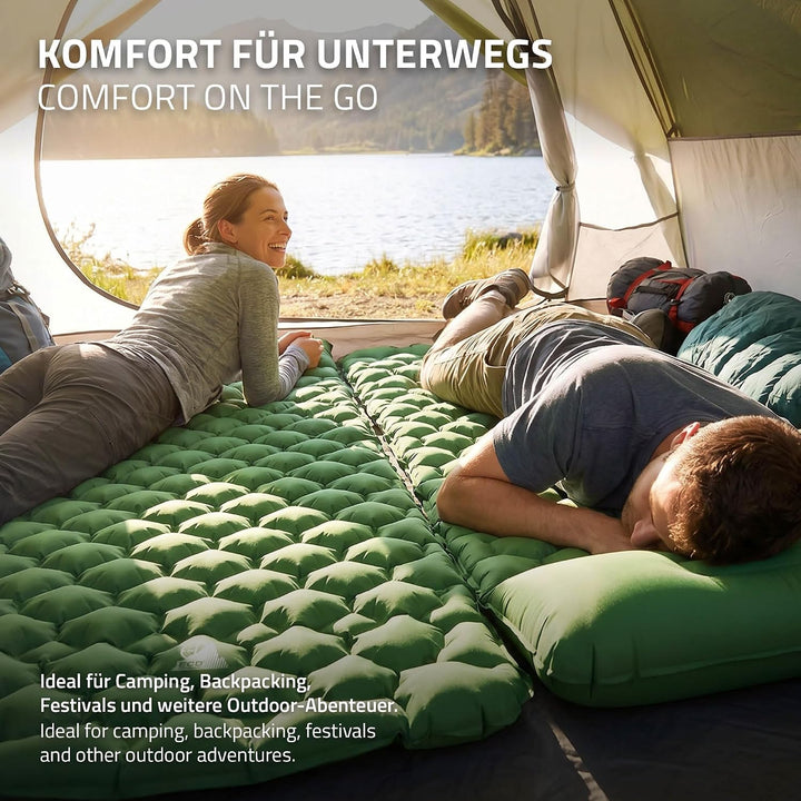 ECD Germany Isomatte Camping, Campingmatte aufblasbar, Luftmatratze Outdoor, Schlafmatte mit integri