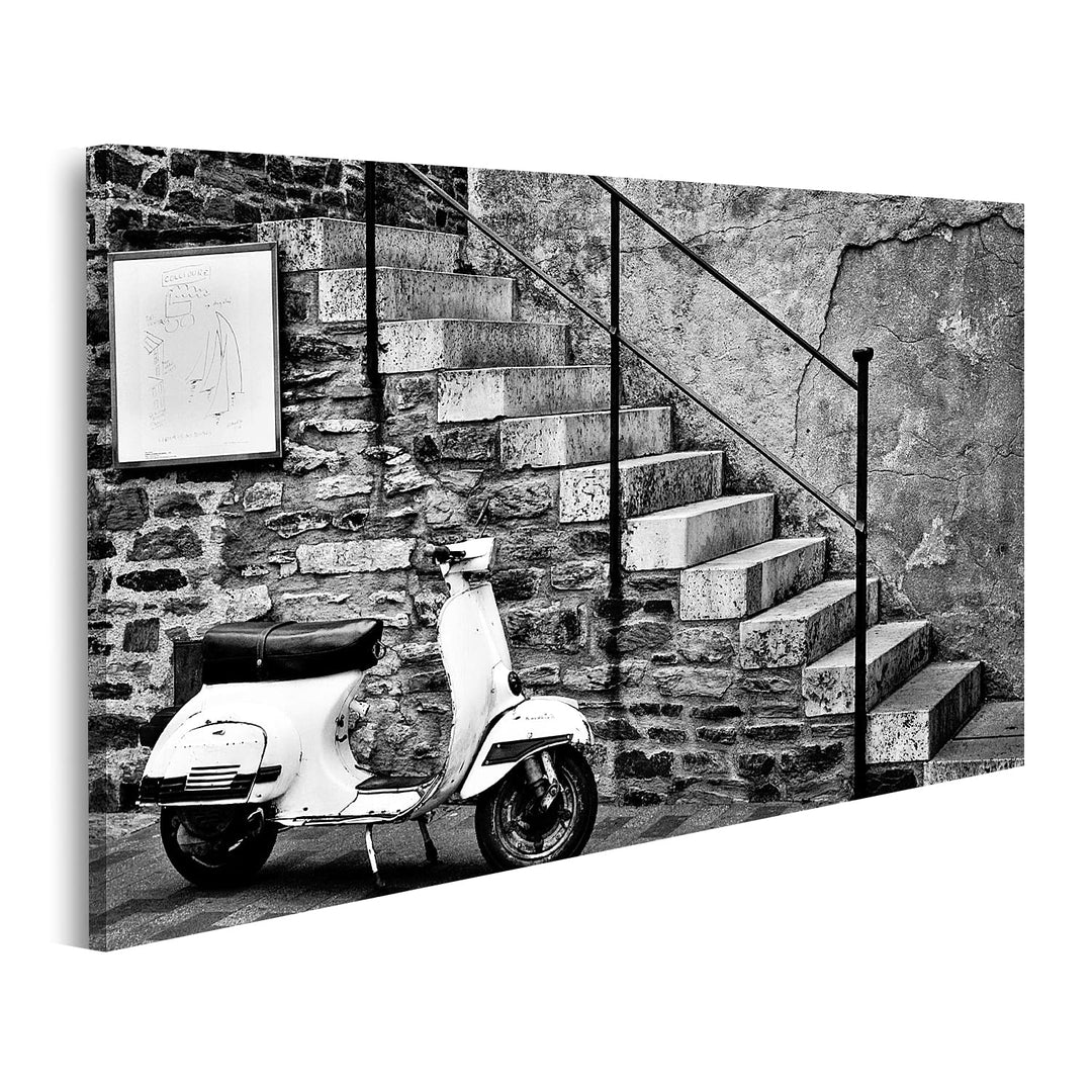 islandburner Bild auf Leinwand Alter Vespa Roller Geparkt Bei Einem Café Bilder Wandbilder Poster Le