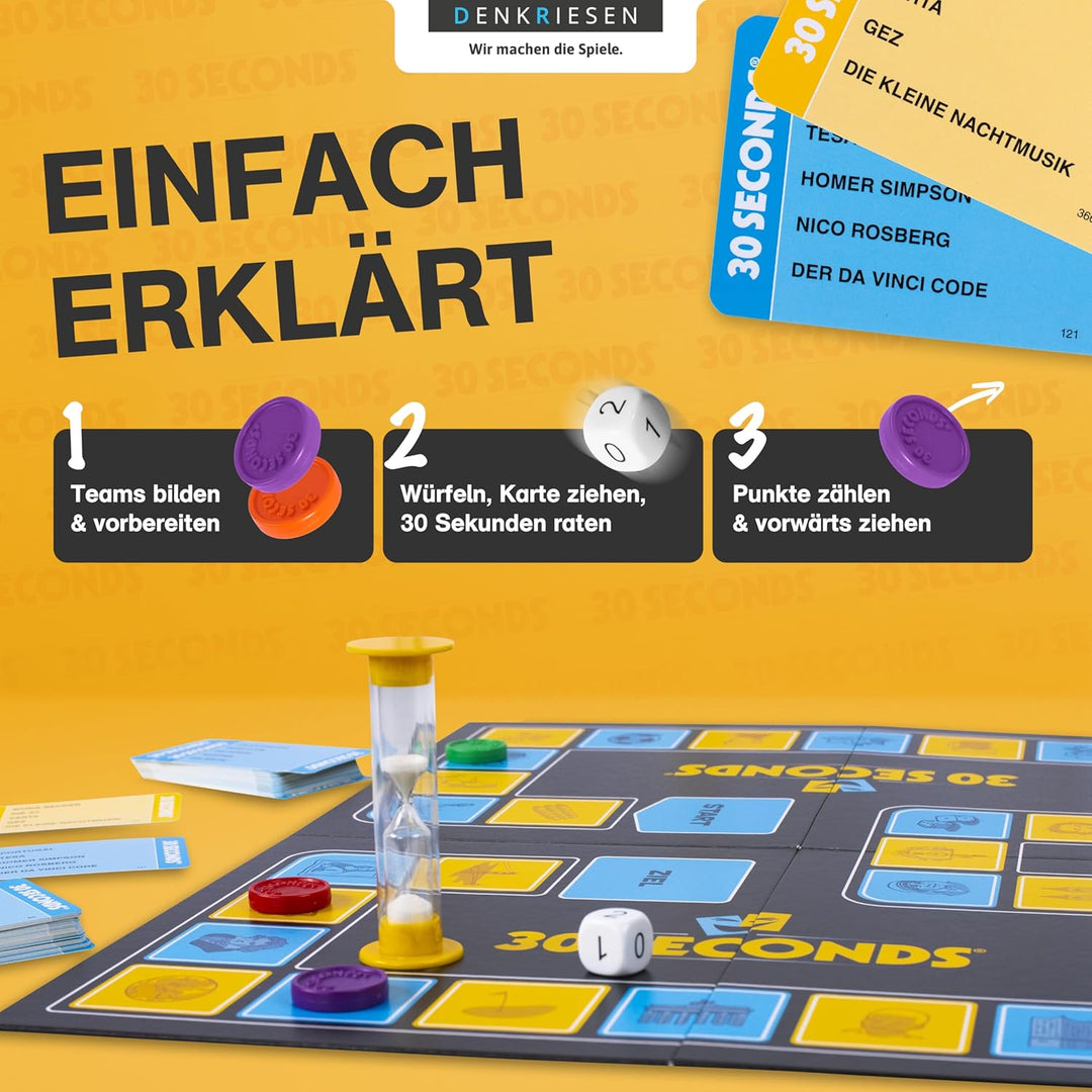 DENKRIESEN - 30 Seconds® - Nur die Zeit kann euch stoppen! | Ab 12 Jahren | 3+ Spieler | Brettspiel