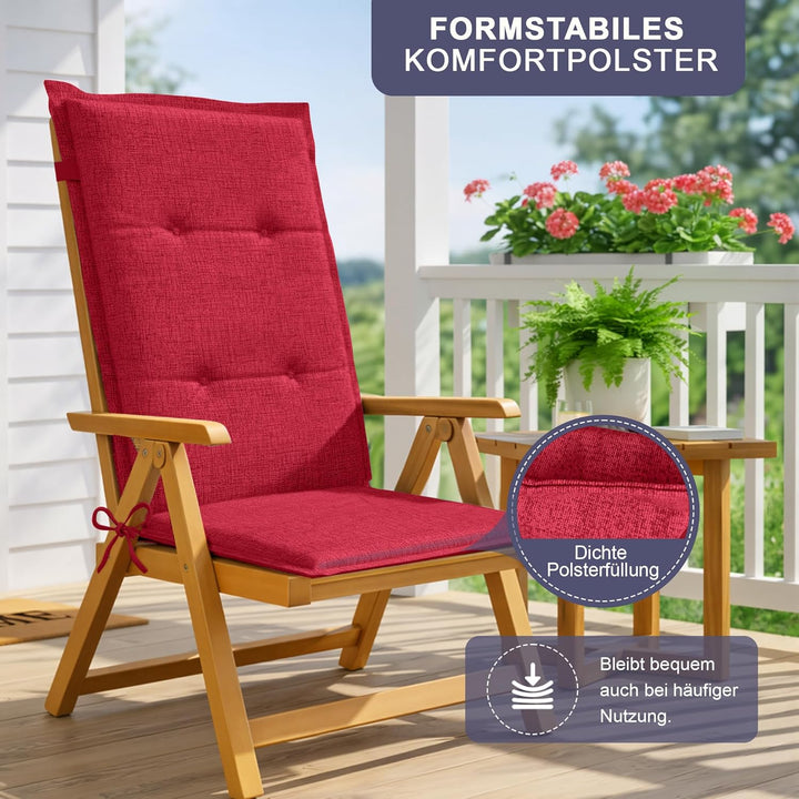 Relexo Premium - Hochlehner Auflage Gartenstuhl Stuhlauflage mit Polster, Outdoor Sitzkissen & Stuhl