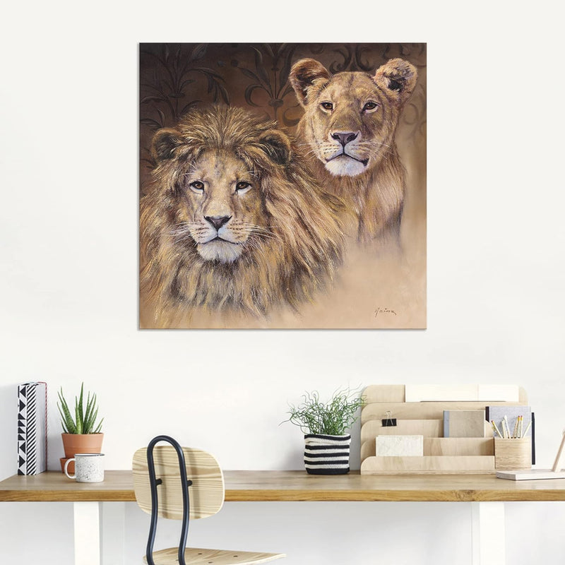 ARTland Wandbild Alu Verbundplatte für Innen & Outdoor Bild 50 x 50 cm Tiere Wildtiere Raubkatze Mal