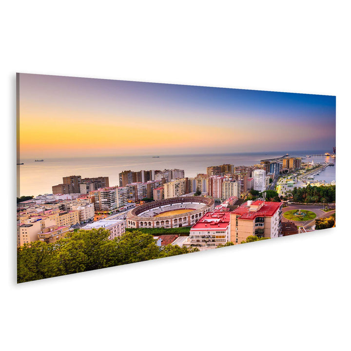 Bild Bilder auf Leinwand Malaga Spanien beginnt die Skyline zum Mittelmeer Wandbild Poster Leinwandb