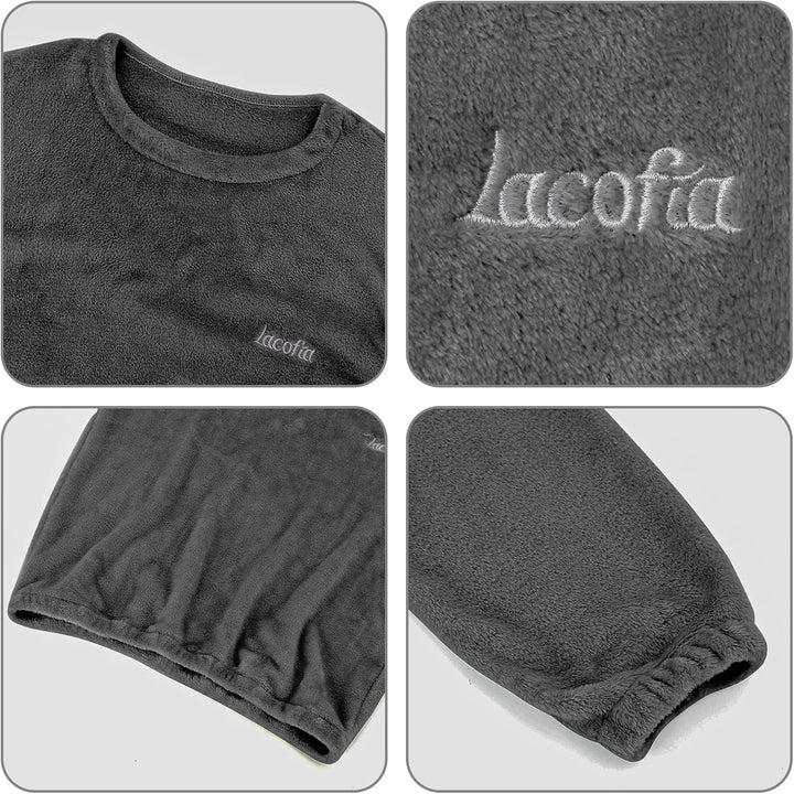 LACOFIA Kinder Jungen Mädchen Schlafanzüge Warme Polar Fleece Pyjama Set Kleinkind Winter Langarm Ha