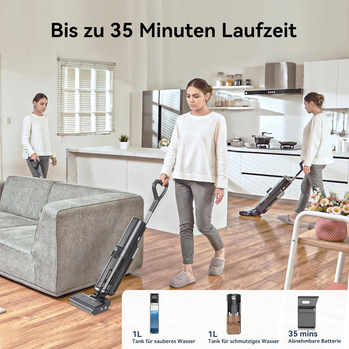 Proscenic F20A Nass-Trockensauger, Saugwischer Smart 3 in 1, Leichtgewicht, Leise, 2L Tank, Selbstre