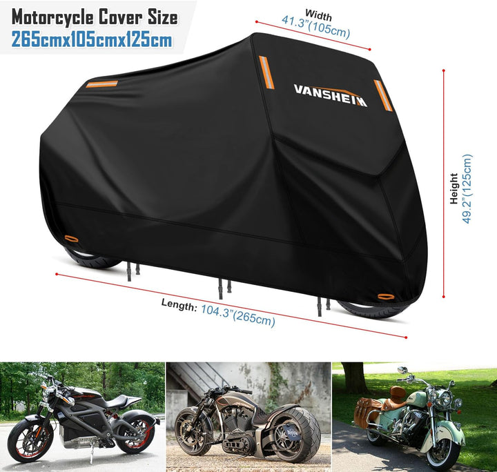 VANSHEIM Motorradplane Outdoor Winter Motorrad Garage Motoradabdeckhaube Outdoor Motorradabdeckungen