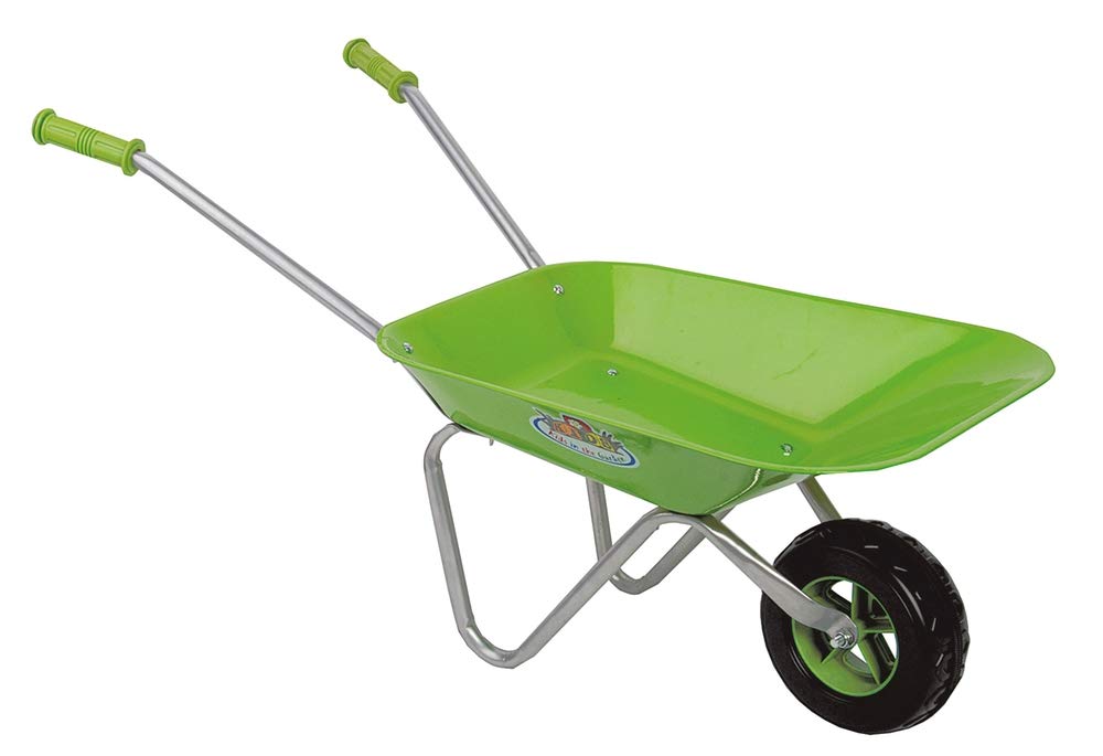 Esschert Design Kinderschubkarre, Gartenkarre für Kinder in grün, ca. 77 cm x 40 cm x 43 cm