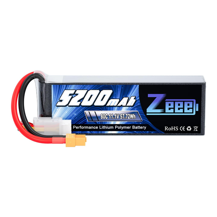 Zeee 3S Lipo Akku 11,1V 80C 5200mAh mit XT60 Steck Batterie RC für RC Auto, RC Flugzeug, RC Hubschra