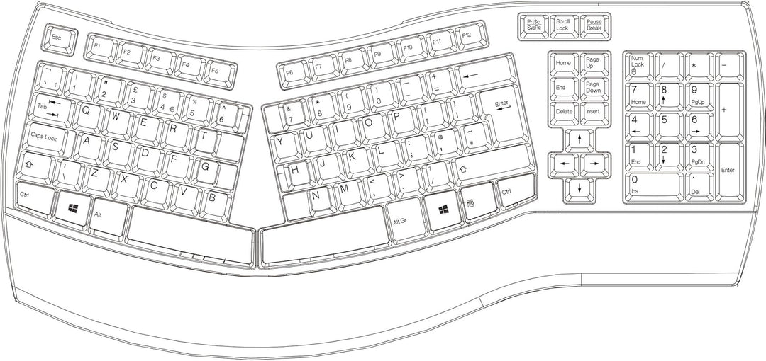 Perixx Periboard-512 Ergonomische Geteilte Tastatur, Natürliches ergonomsiches Design, 485 x 236 x 4