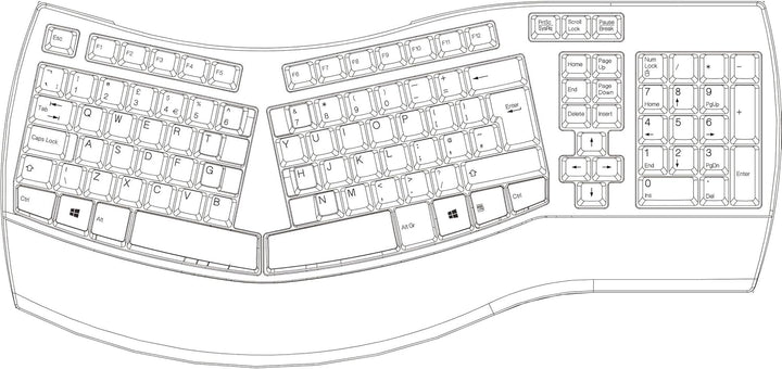 Perixx Periboard-512 Ergonomische Geteilte Tastatur, Natürliches ergonomsiches Design, 485 x 236 x 4