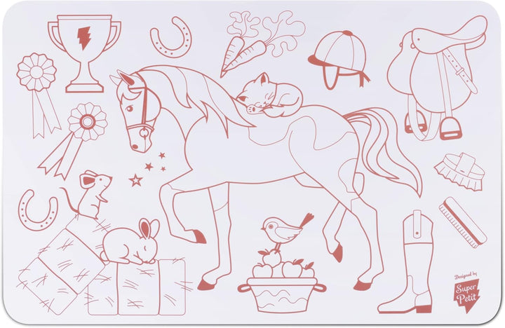 SUPER PETIT - Lernspiel - Pony-Malset - Wendemotiv - Inklusive 4 abwischbare Filzstifte - Leicht zu