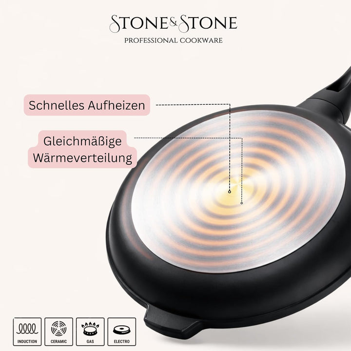 Stone&Stone Bratpfanne 32 cm Induktion deutsche Keramik-Antihaftbeschichtung GREBLON Q-LINE CK gross
