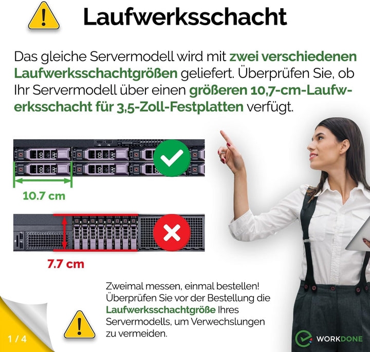 WORKDONE 12er-Pack - 3,5" Festplatten-Caddy - Kompatibel für Dell PowerEdge Server 11.-13. Gen. - mi