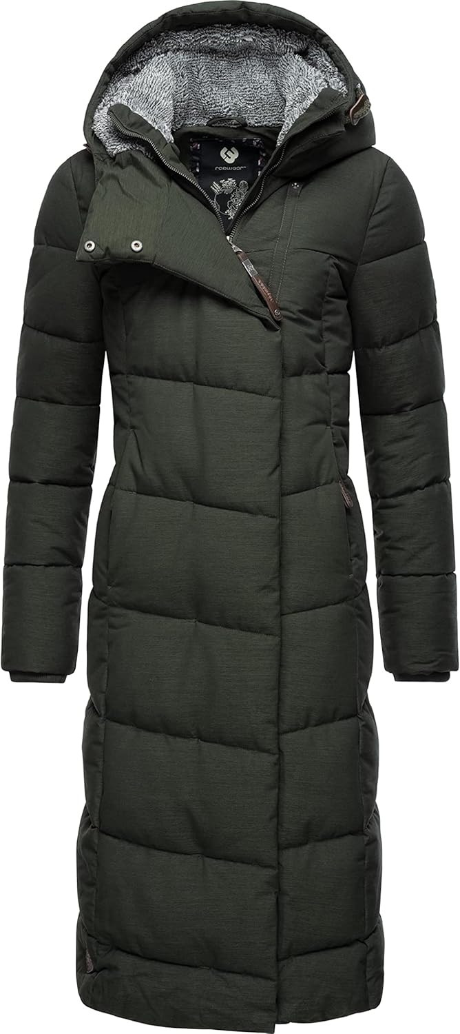 Ragwear Damen atmungsaktiver Wintermantel Warmer wasserdichter Steppmantel lang mit Kapuze Pavla Lon