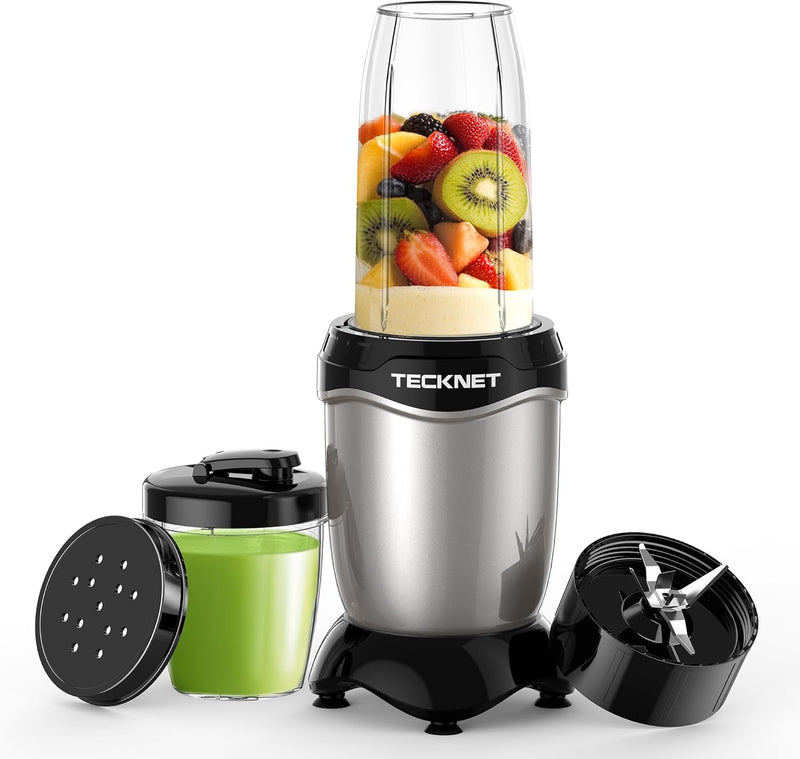 TECKNET Smoothie Maker, 600W Mini Mixer Smoothie Maker mit 4 Edelstahl Blatt, Tragbarer Standmixer G