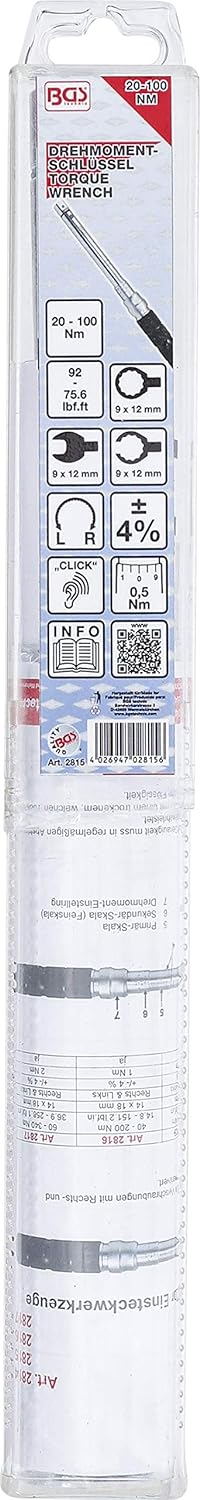BGS 2815 | Drehmomentschlüssel | 10 - 100 Nm | für 9 x 12 mm Einsteckwerkzeuge für 9 x 12 mm | 10 -