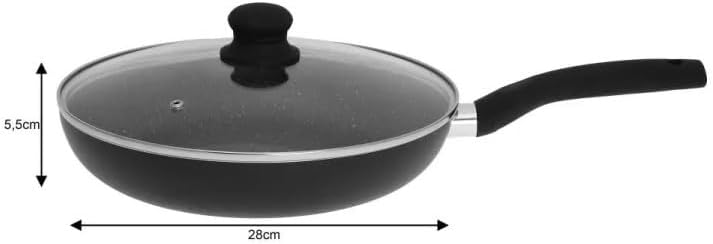 Marmorbeschichtete Pfanne mit Deckel (28 cm), 28 cm
