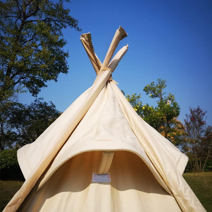 Siborter 2~3 Personen Campingplatz Beige Baumwolltuch Zelt Pyramid Teepee Zelt für die Familie