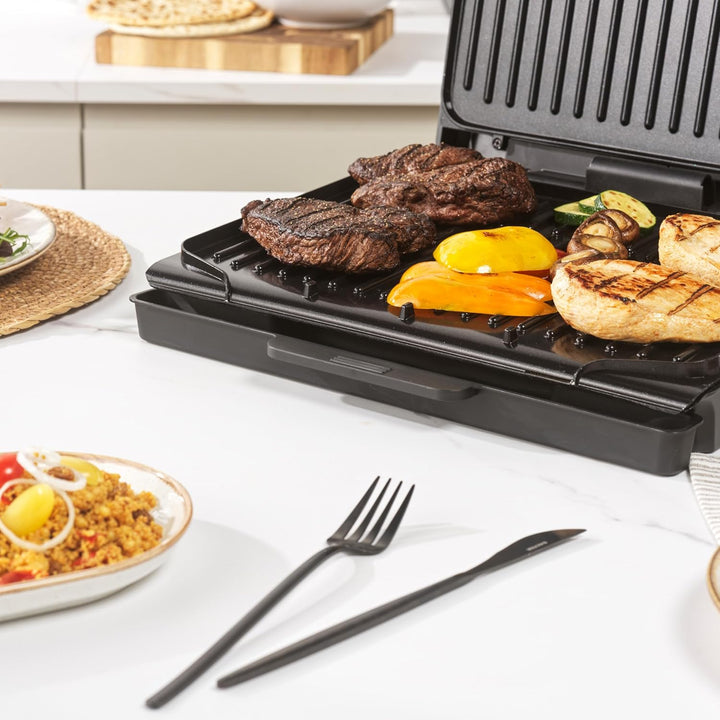 Salter ActiGrill Familie – 8 Portionen grosser Gesundheitsgrill, schwimmendes Scharnier für dickere