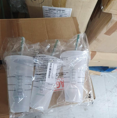 Starbucks Wiederverwendbare Trinkbecher aus Hartplastik, 680 ml, mit Deckel und grünem Strohhalm mit
