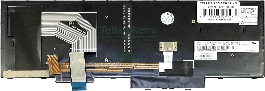 TellusRem ersatztastatur US Nicht Hintergrundbeleuchtung für Lenovo Thinkpad T570 T580 P51s P52s Non