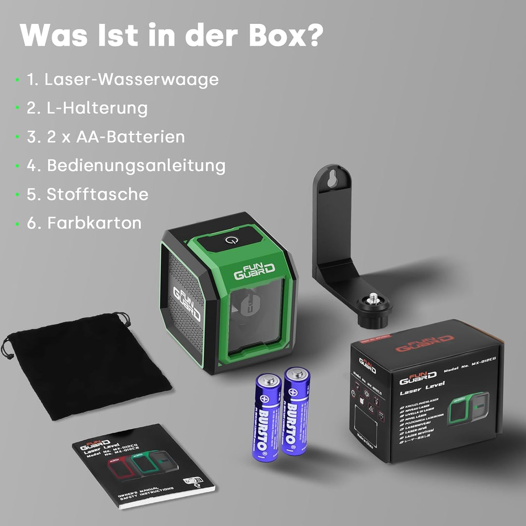 Laser Wasserwaage, Grün 30M Kreuzlinienlaser mit Selbstnivellierung, Linienlaser Vertikale und Horiz