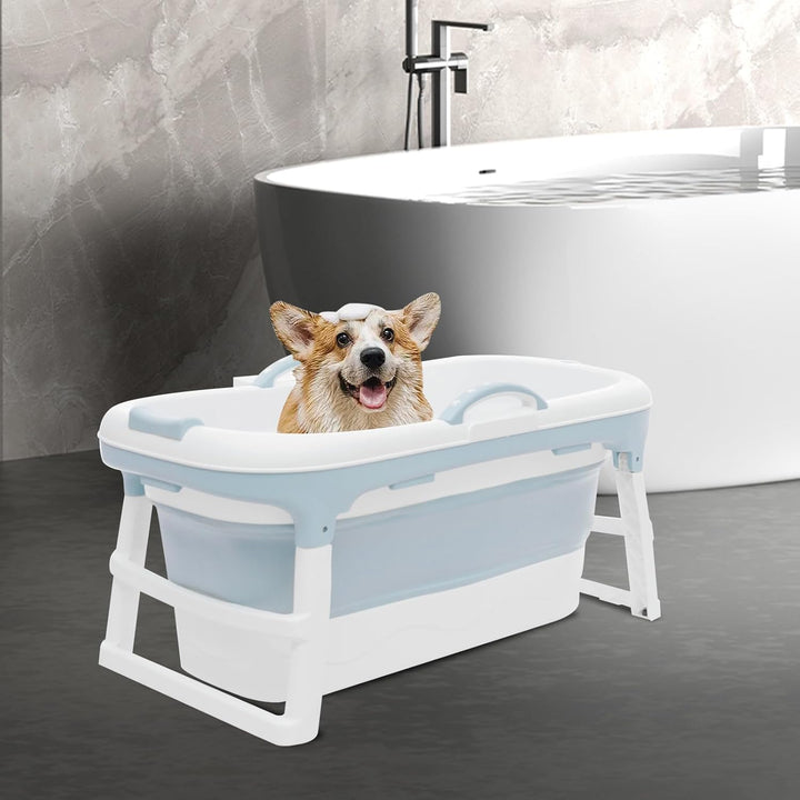SuhoFutus Hundebadewanne Faltbare Badewanne für Grosse Hunde, Hundebadewanne mit Wasserablassstopfen
