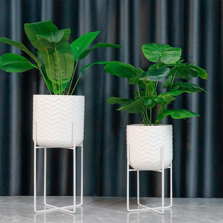 TRIROCKS Set aus 2 Metallpflanzenständern 31 cm & 45 cm Blumenständer Moderne Pflanzenhalter Blumenh